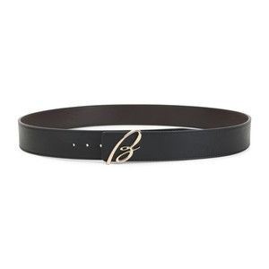 Brioni Reversible Leather Belt With Gold-Tone Cursive Buckle - NWT
